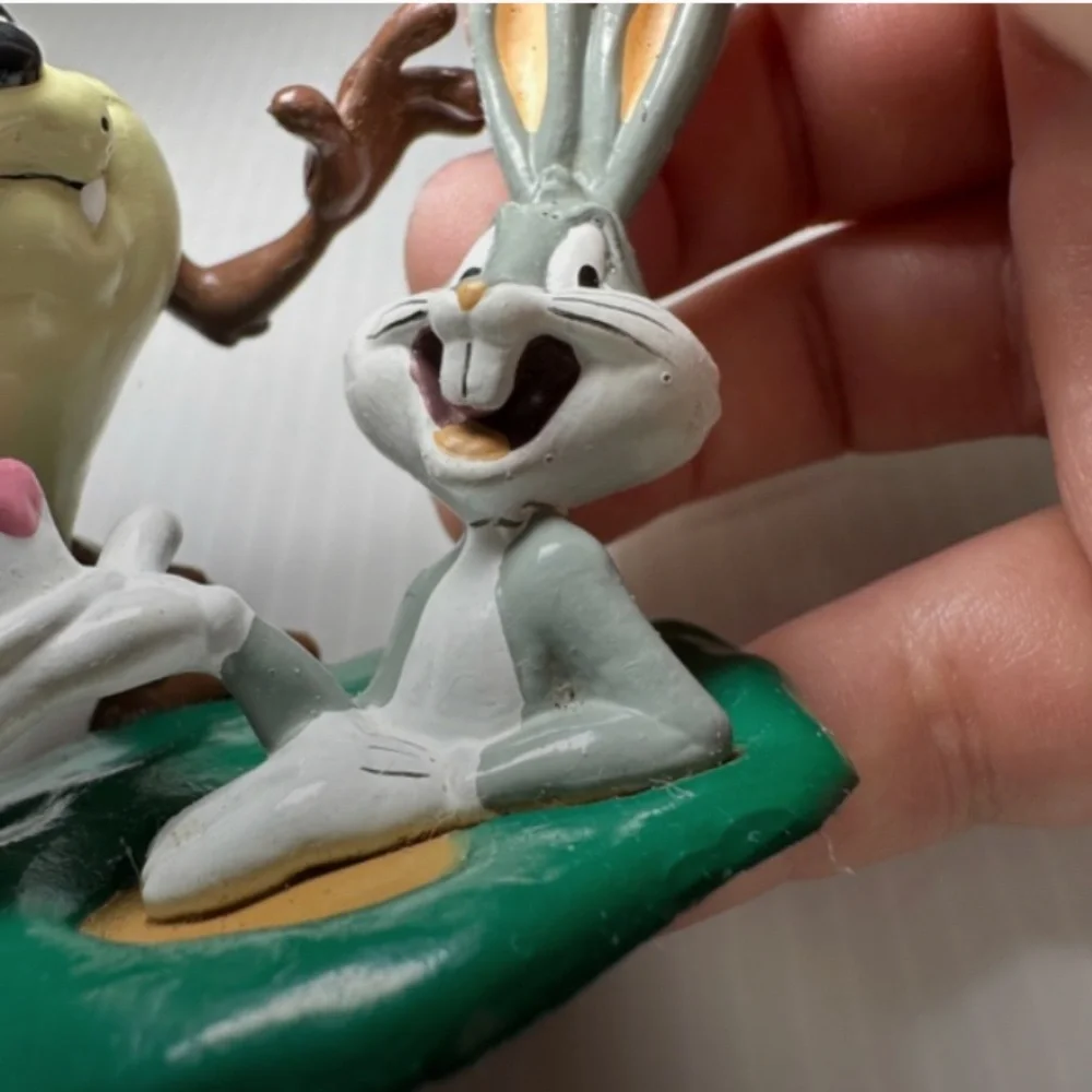 Vintage Looney Tunes Taz Bugs Bunny Birthday PVC Action Figure Cake Topper 1995